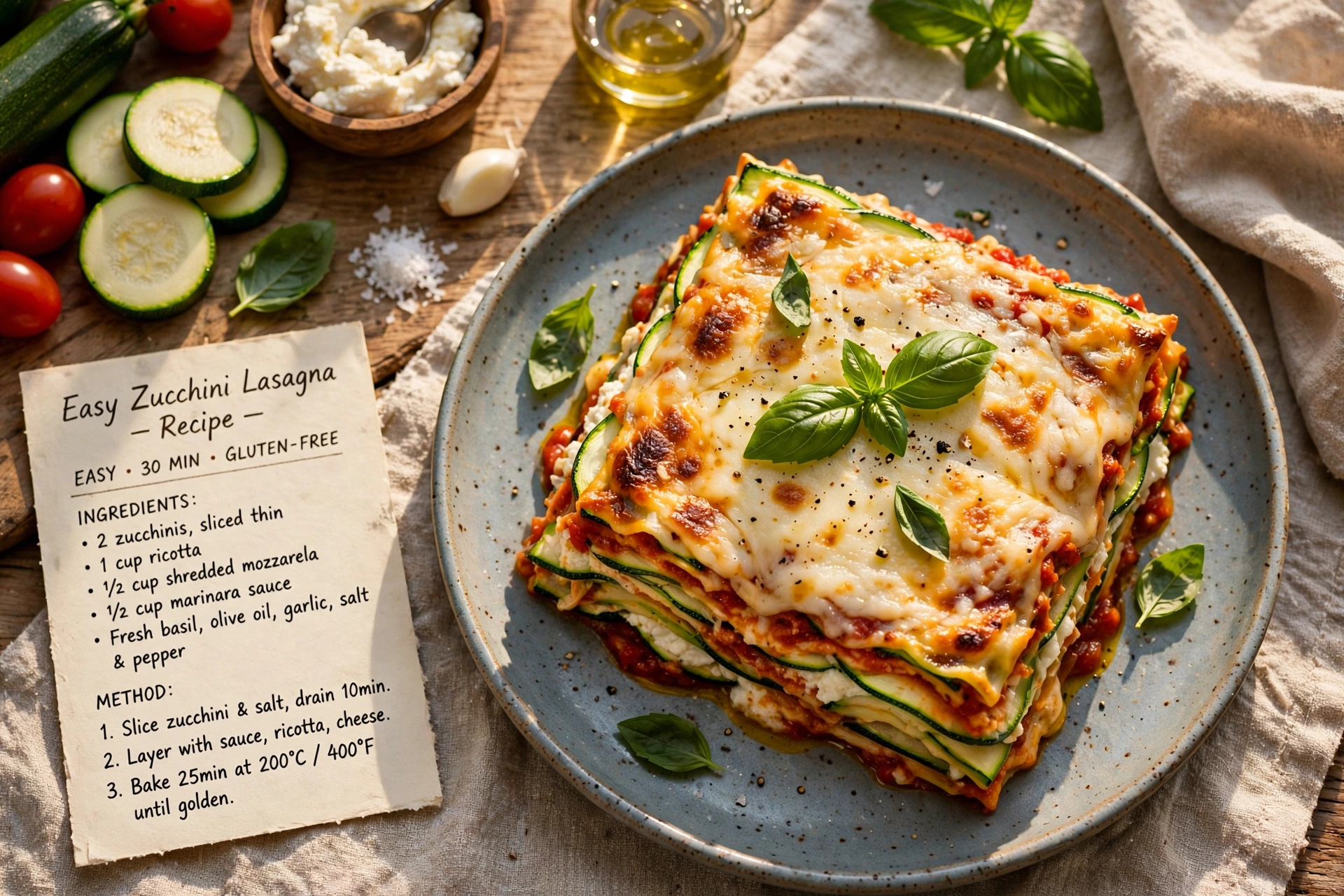 Easy Zucchini Lasagna Recipe (Low Carb & No Noodles!)